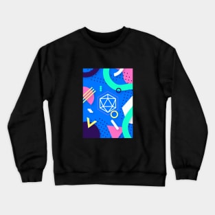 Polyhedral Dice Set Memphis Design Neon Blue Tabletop RPG Crewneck Sweatshirt